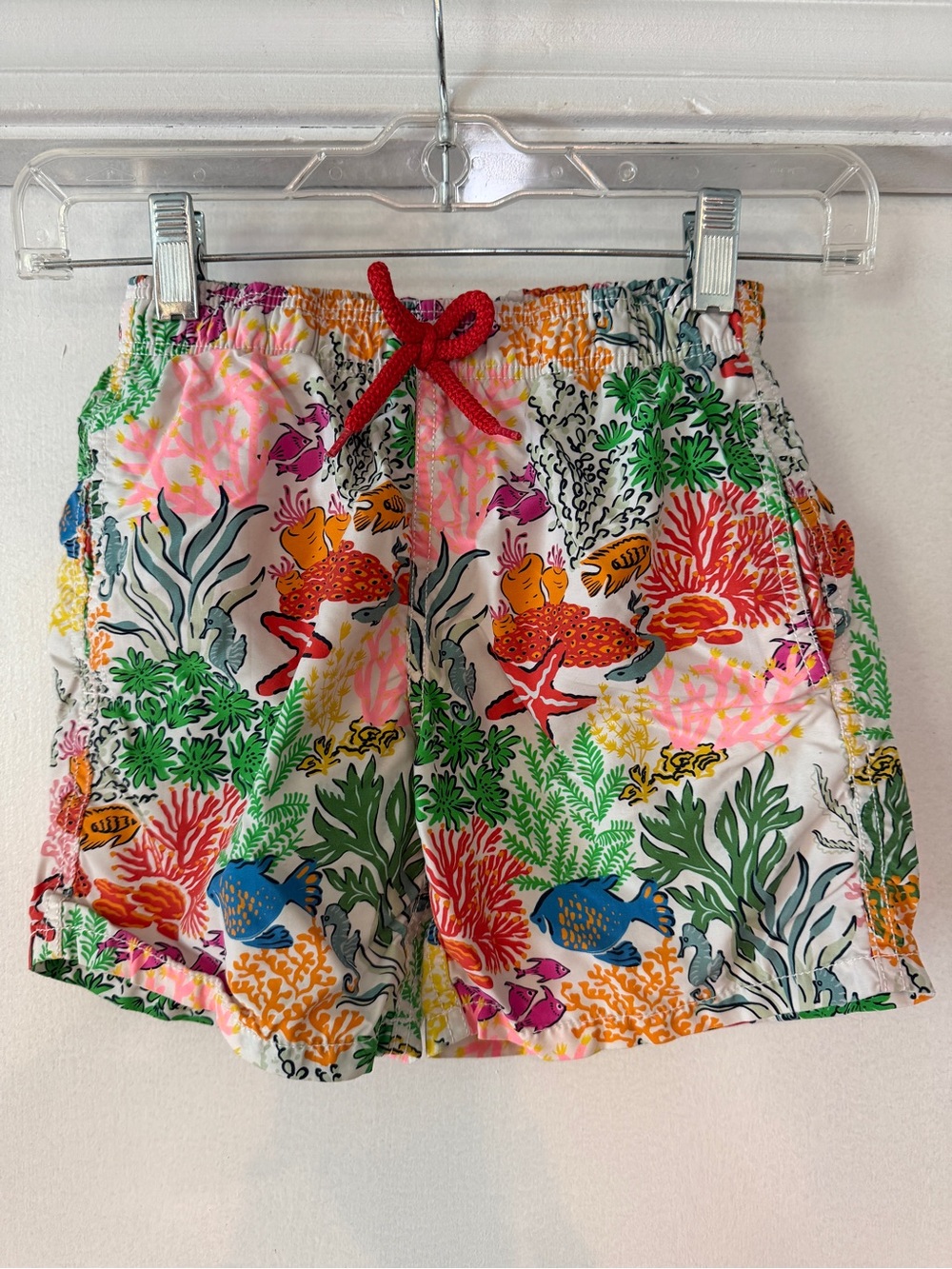 Vilebrequin Kids Size 10 Colorful Tropical Fish Print Swim Shorts - White, Multi